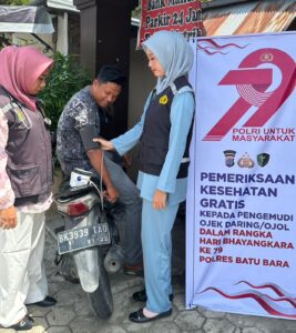 Sie Dokkes Polres Batu Bara Gelar Pemeriksaan Kesehatan untuk Pengemudi Bentor dan Ojek Offline