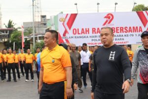 Polres Batu Bara Gelar Olahraga Bersama Semarakkan HUT Bhayangkara ke-79
