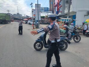 Sat Lantas Polres Batu Bara Jaga Kamseltibcarlantas di Beberapa Titik Rawan