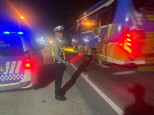 Satlantas Polres Batu Bara Patroli Blue Light di Lokasi Rawan Kecelakaan dan Kemacetan