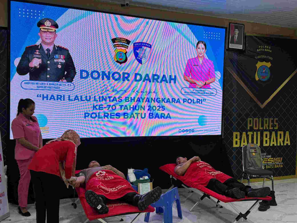 Satlantas Polres Batu Bara Gelar Bakti Kesehatan Donor Darah, Sambut Hari Lalu Lintas Bhayangkara Ke-70