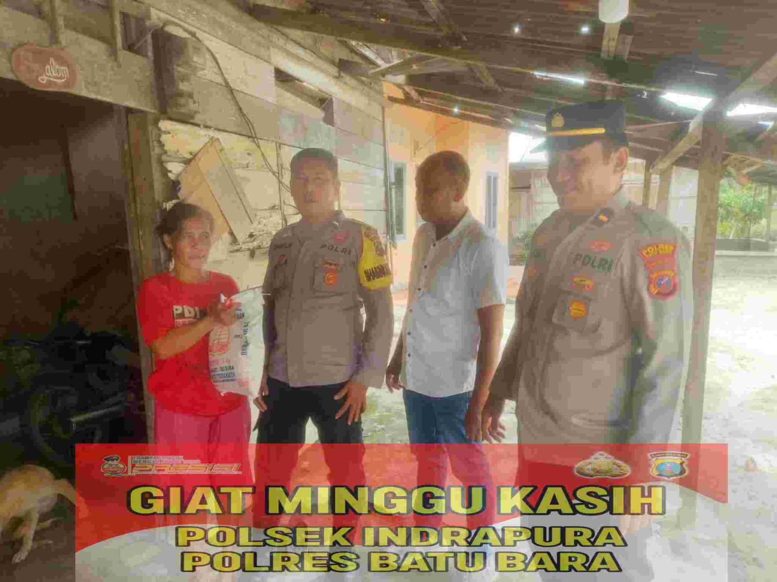 Kapolsek Indrapura Pimpin Langsung Penyaluran Bantuan Sembako, Program “Minggu Kasih” Sentuh Masyarakat Kurang Mampu