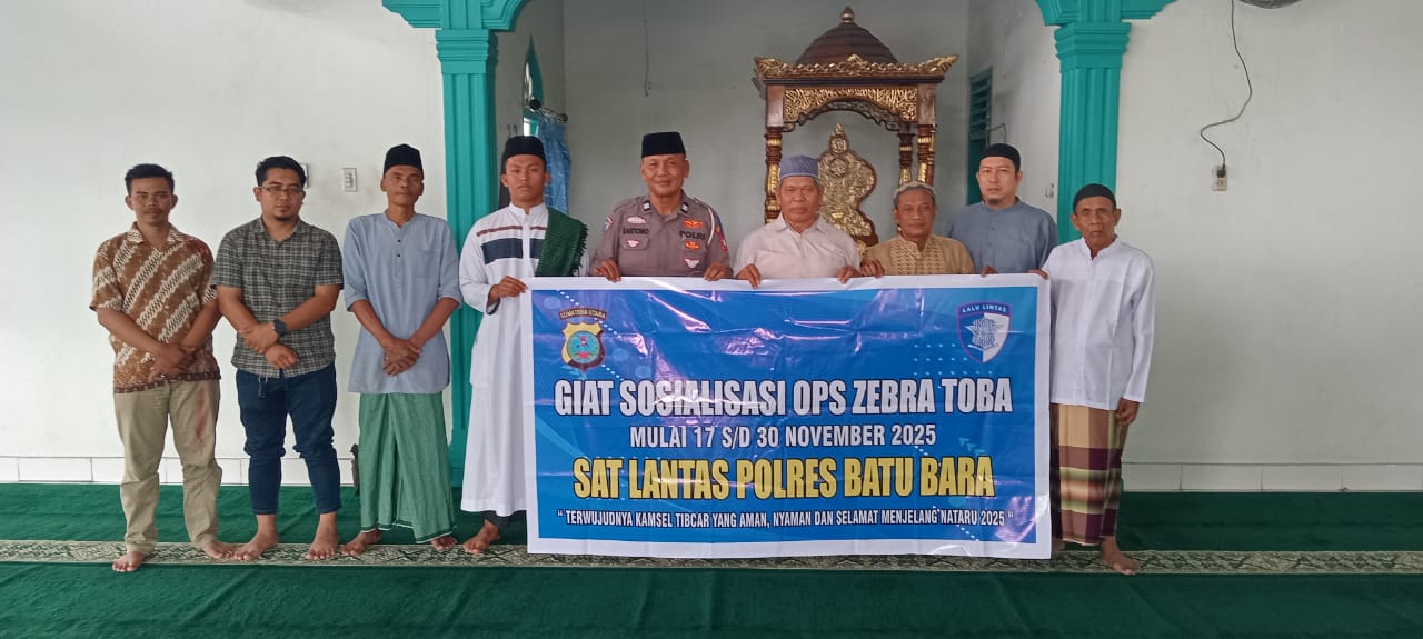 Sasar Jamaah Masjid, Satlantas Polres Batu Bara Sosialisasi Operasi Zebra Toba 2025 di Sei Bejangkar