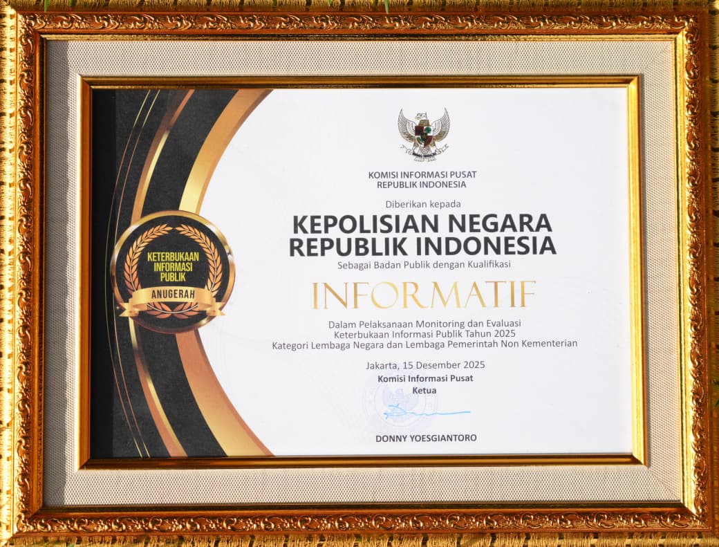 Dinobatkan sebagai Badan Publik Terbaik Nasional, Polri Sabet Arkaya Wiwarta Prajanugraha dalam Monev KIP 2025