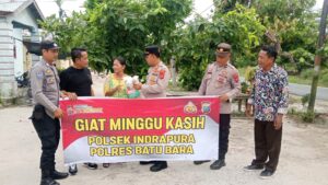 Polsek Air Putih Gelar Minggu Kasih, Bagikan Sembako Kepada Masyarakat Kurang Mampu di Desa Pematang Jering